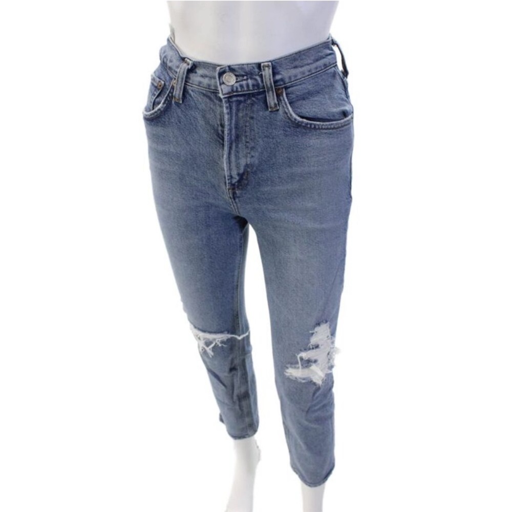 Agolde Women High Rise Cropped Ankle Jeans Blue Size 23